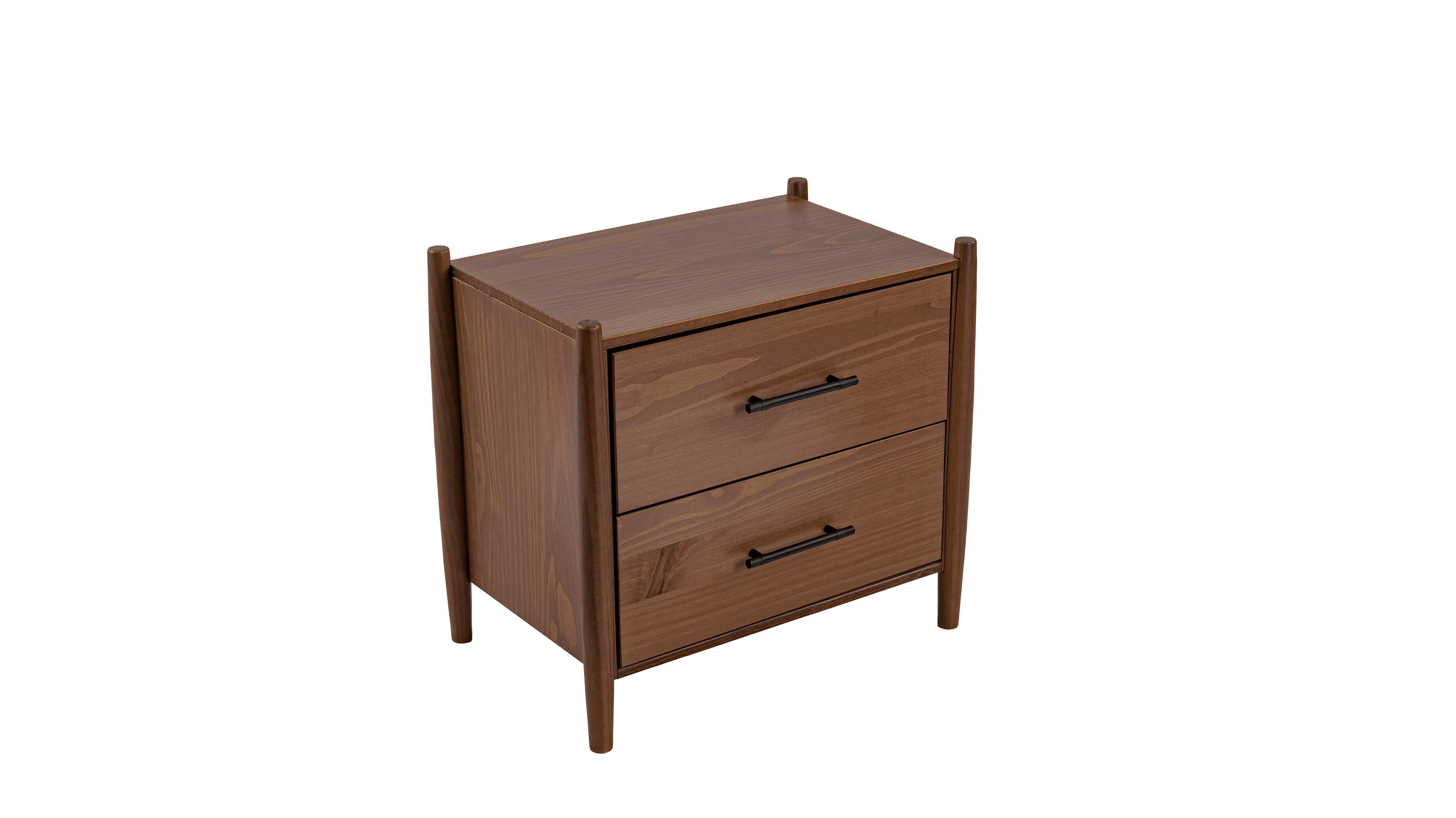 Josiah Solid Wood 2 Drawers Nightstand Brown - for Adults and Teens