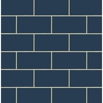 NextWall Retro Faux Subway Tile Peel and Stick Wallpaper (Navy Blue)