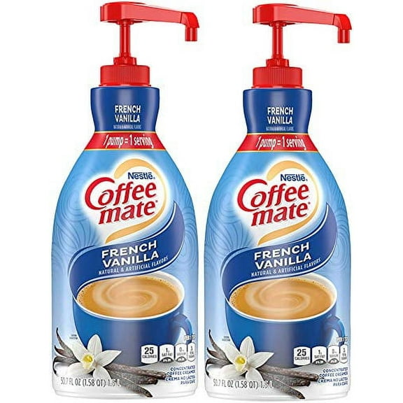 Nestle Coffee mate Coffee .. Creamer, French Vanilla, Concentrated .. Liquid Pump Bottle, Non .. Dairy, No Refrigeration, 50.7 .. Fl. Oz (Pack of .. 2)