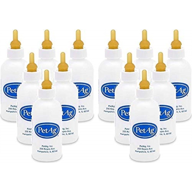 pet ag 12 pack of nurser bottles for smaller baby animals, 2 ounce capacity