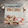thumbnail image 2 of Ambesonne Ocean Quilted Coverlet 3 Pcs, Pile of Seashells Beach, Queen Size, Coconut Cream Orange, 2 of 2