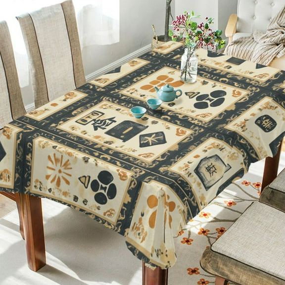 WOBOGO Mahjong Background Square Tablecloth 54×54in Polyester Fabric Tablecloth Washable Dust Resistant Wrinkle Resistant