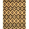 thumbnail image 1 of Tapis en Laine Noire Tufté à la Main Ikat Doré, 1 of 5