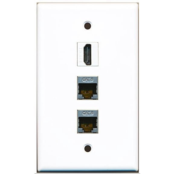 RiteAV - 1 Port HDMI 2 Port Shielded Cat6 Ethernet Wall Plate