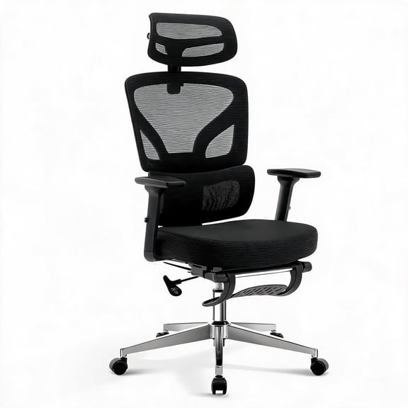 Garvee Mesh Ergonomic Office Chair with Adjustable Lumbar Support, Headrest, High Back, Retractable Footrest
