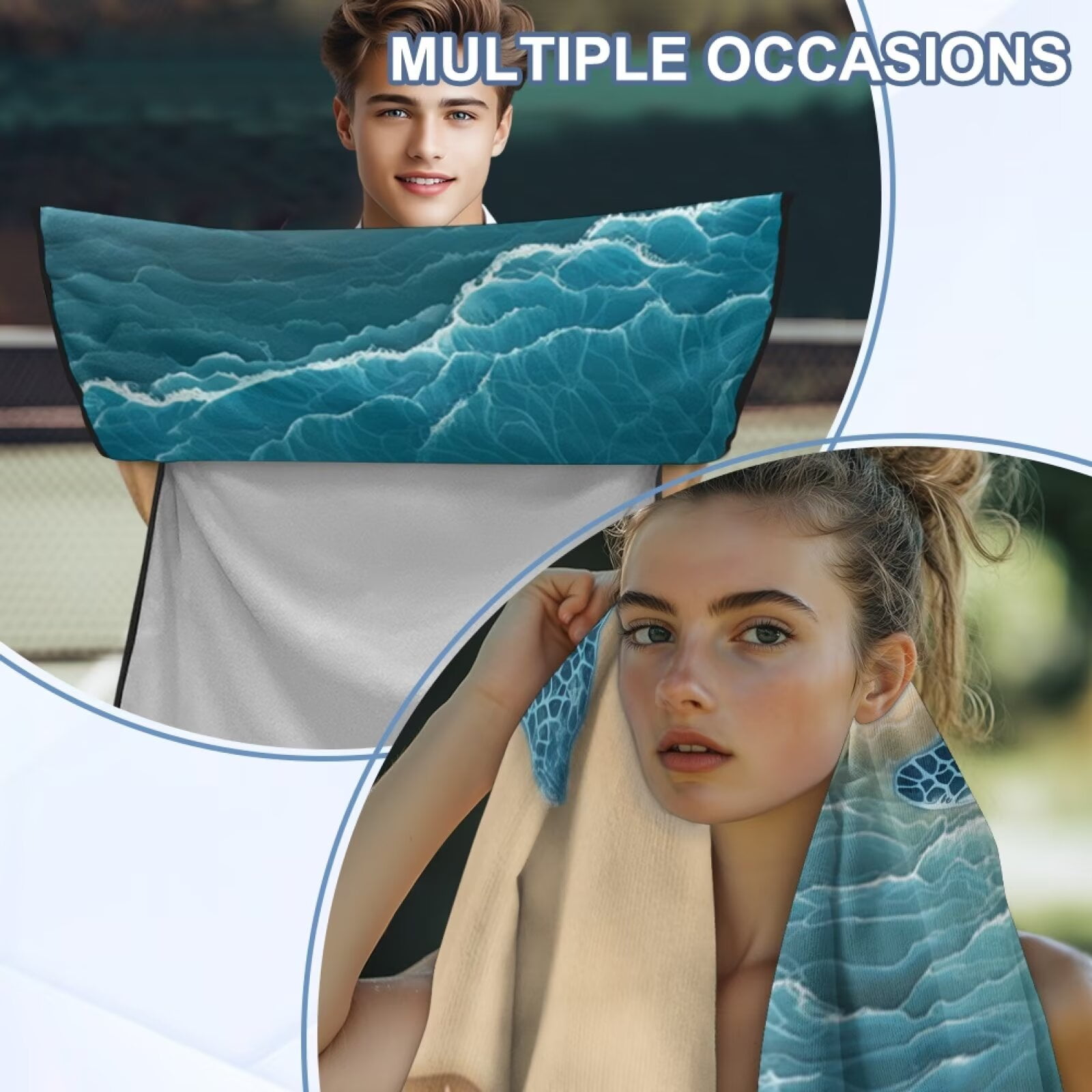 Binienty Removable Car Sweat Towel Front Seat Cover Beach Sea Turtle Bucket Car Towel Seat Cover for Post Gym Workout Running Swimming Beach Hiking