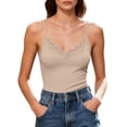 thumbnail image 4 of Beige Womens Tank Tops Built in Bra Nylon,Spandex Adjustable Spaghetti Strap Tank Tops Basic Tank Tops for Women L, 4 of 6