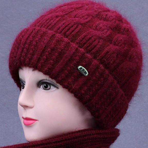 ZOUBAOQ Knitted Woolen Hats for Middle-aged and Elderly People Winter Warm for Wome