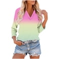thumbnail image 2 of Jsaierl Womens 3/4 Sleeve Tops Summer V Neck Shirts Dressy Gradient Ladies Blouses Classic Cotton T-shirts Raglan Top S-3XL, 2 of 9