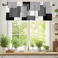 thumbnail image 2 of Abstract Art Valances for Windows, 60 x 18in, White Black Gray Splice Rod Pocket Kitchen Valance Curtain Light Filtering Window Treatments for Living Room Bedroom, 1 Panel, 2 of 7