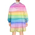thumbnail image 2 of Colorful Watercolor Stripe Pattern Wearable Oversized Blanket,Wearable Blanket Hoodie for Adults,Cozy Hooded Blankets with Super Pockets,Super Warm Fuzzy Pullover for Women & Men, 2 of 6