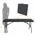 thumbnail image 2 of 6ft Folding Table, Portable Plastic Table for Camping, Picnics, Parties, High Load Bearing Foldable Table Black, 2 of 6