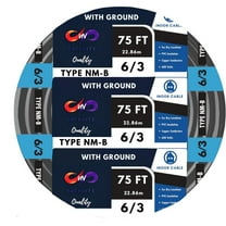 6/3 NM-B Residential Indoor Wire - Non-Metallic - Sheathed Cable Black (75 Ft)