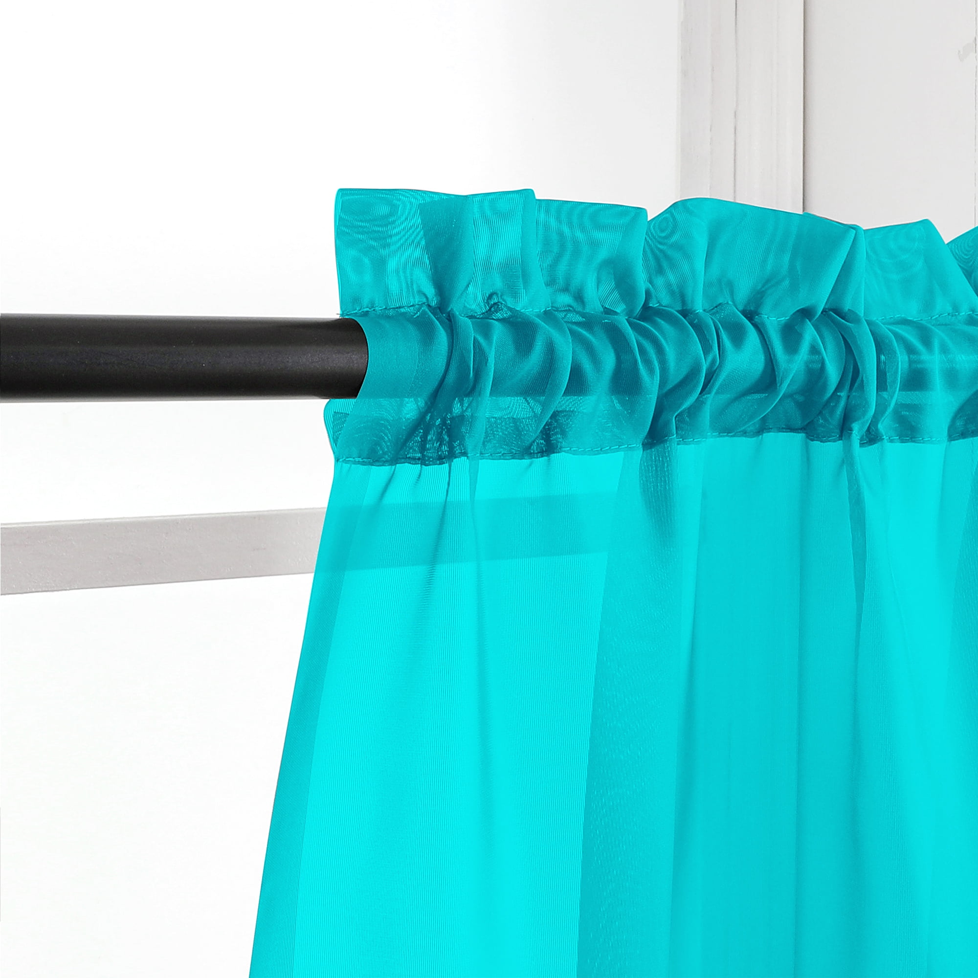OVZME Window Sheer Curtain 84 inch Lengh 2 Panels Turquoise Curtains for Living Room Privacy Semi Sh(图2)