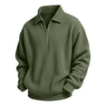 thumbnail image 5 of DJDLJWCJ Big Boys Lapel Sweatshirt Half Zip Long Sleeve polo Shirt Solid Color Loose Fit Pullover Tops Army Green Size 9, 5 of 10
