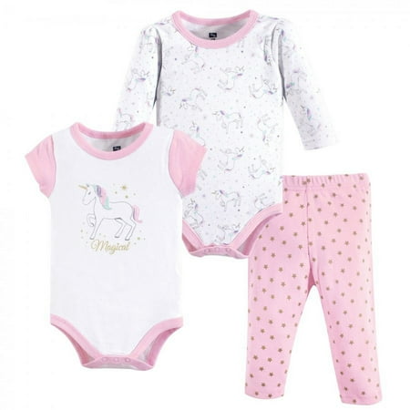 UPC: 0660168557145 | Hudson Baby Infant Girl Cotton Bodysuit and Pant Set  Magical Unicorn  0-3 Months