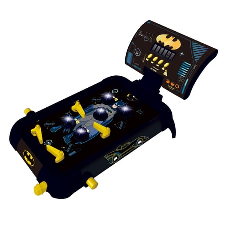 Lexibook Batman, Electronic Pinball Machine, Fun Sounds and Light Effects, 5 Obstacles, Works with 3 LR14 Batteries, Black/Yellow
