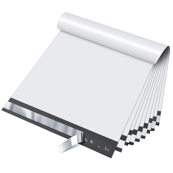 Poly Mailers Fuxury, 30 x 39,5 cm, 100 unidades, color blanco, para ropa