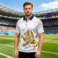 thumbnail image 2 of 2026 Soccer Cup Jersey for Men, Polo Collar Short Sleeve England Cross & Lion Crest Graphic Top - Breathable Fan Shirt for Match Day & Casual Wear Royal Blue S, 2 of 4
