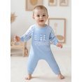 thumbnail image 5 of Suealasg Baby Boy Fall Romper Plaid Print Letter Embroidery Long Sleeve Round Neck Full Length Jumpsuit, 5 of 9