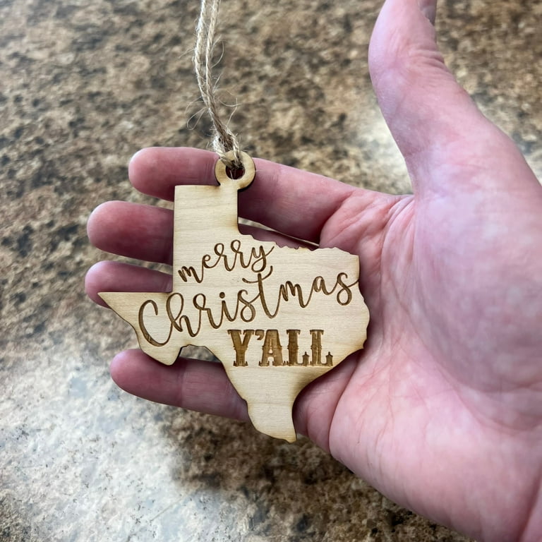 Ornament - Merry Christmas Y'all - Raw Wood 3x3in Ornament - Merry Christmas Y'all - Raw Wood 3x3in