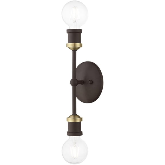 2 Light Ada Bathroom Light in Transitional Style-12 inches Tall and 5 inches Wide-Bronze/Antique Brass Finish Bailey Street Home 218-Bel-4821225