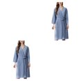 thumbnail image 1 of bedienty Peignoir Femme Absorbant l'Eau Peignoir Gaufré Uni Robe de Spa Maison Robe de Nuit Bleu TG 2Ensemble, 1 of 6