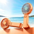 thumbnail image 2 of Portable Handheld Fan,Powerful Personal USB Rechargeable Fan with 5 Speeds,Small and Cute Cooling Fan with LED Display & Hanging Buckle for Office/Travel/Home,Orange, 2 of 7