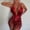 Red, variant on MKLEKYY Womens Tankini Swimsuits Swimsuit Women's New Europe and America Sexy Deep V Swimsuit Su Swimsuit