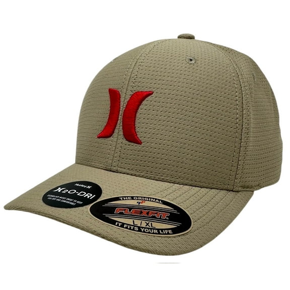 Hurley Men's Hat H2O-DRI Pismo Perforated Mesh Stretch Flex Fit Cap (Large/X-Large, Khaki)