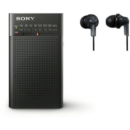 Icf Cdk50 Sony ICF-P26 Portable Radio with Speaker (Black) + Panasonic RP-HJE120-K ErgoFit Earbuds (Black) ()