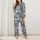 thumbnail image 2 of Balery Cute Dog Faces Conjunto de Pijama con Estampado para Mujer, Conjunto de Dos Piezas con Manga Larga, Ropa de Dormir Suave con Bolsillos, Pijamas Cómodos-Large, 2 of 7