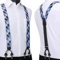 thumbnail image 7 of HISDERN Big and Tall Mens Suspenders Gift Set with Bowtie Handkerchief Elastic Y Type 6 Clips Braces, 7 of 7