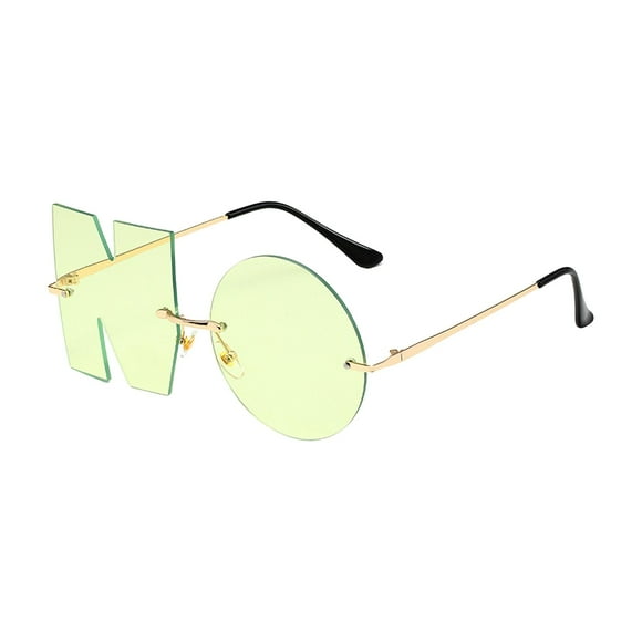 Gafas de sol con letras sin marco para mujer y hombre, ultraligeras y versátiles. Verde