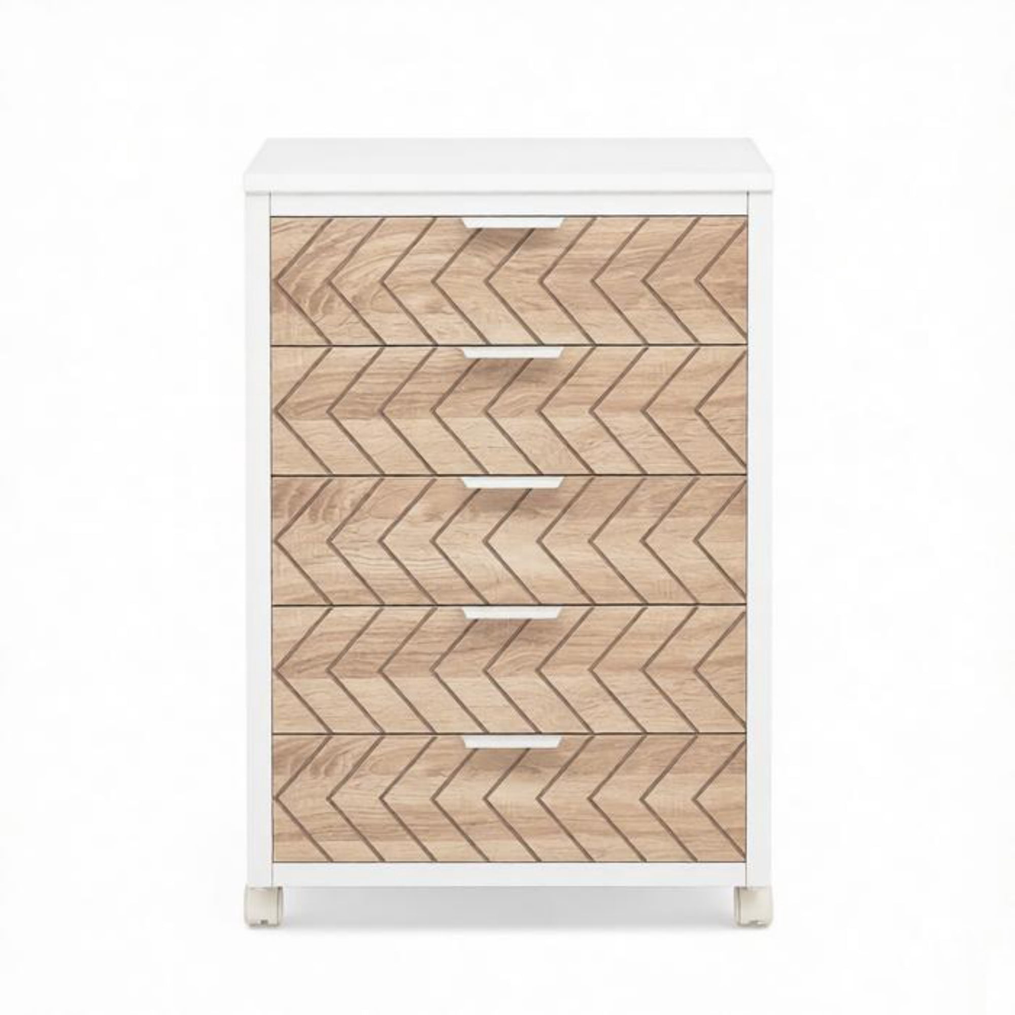 Astoutdoor 5-Drawer Rolling Storage Cabinet with Wood Grain Fronts and Casters, Engineered Wood, 31.89 in x 17.52 in x 6.10 in