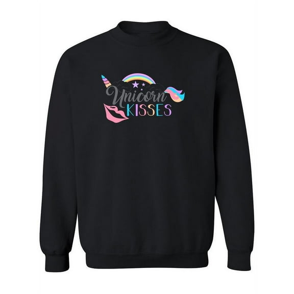 Unicorn Kisses In Cool Font Sweatshirt Women -Image by Shutterstock, Female x-Large