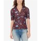 thumbnail image 1 of William Rast Blusa henley de cuatro botones para mujer, Púrpura, Grande William Rast henley, 1 of 2