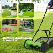 NiamVelo Push Lawn Mower 15-inch Manual Mower 2 WheelsPush Reel Mower with Grass Catcher, Green