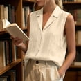 thumbnail image 5 of Yrmaups Loose Fit Sleeveless Button Down Vest for Women, Casual Collared Top, Soft Comfort Tank for Beach Vacation Office Daily Wear, Khaki L, 5 of 8