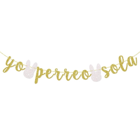Yo Perreo Sola Banner Bad Bunny Party Decorations Bachelorette Birthday Party Supplies Gold Glitter
