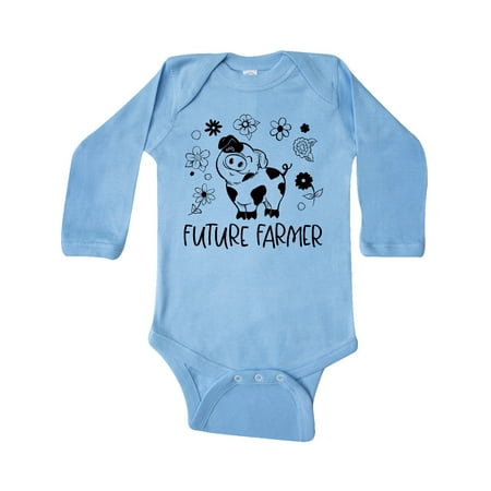 

Inktastic Future Farmer Cute Pig and Flowers Gift Baby Boy or Baby Girl Long Sleeve Bodysuit