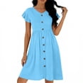 thumbnail image 5 of Rvasteizo Women Solid Midi Dress V Neck Short Sleeve Summer Casual Wear, 5 of 5