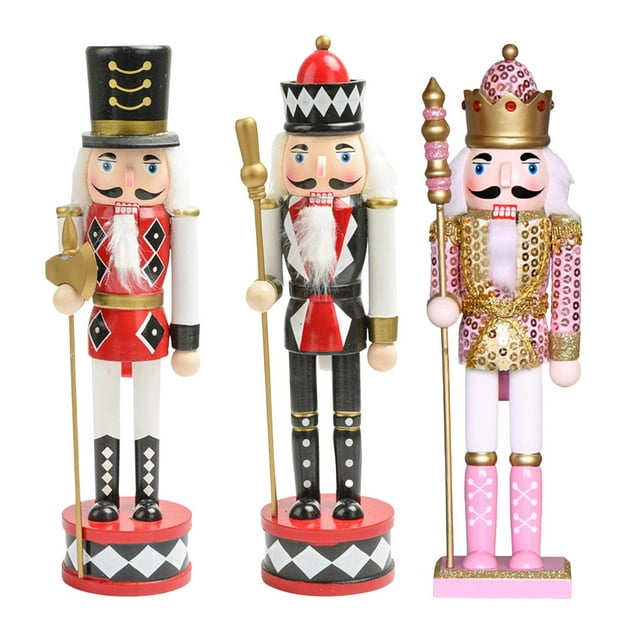 GUOOL Wooden Nutcracker Puppet Statue Kids Traditional for Shelves Holiday +Nutcracker StyleM