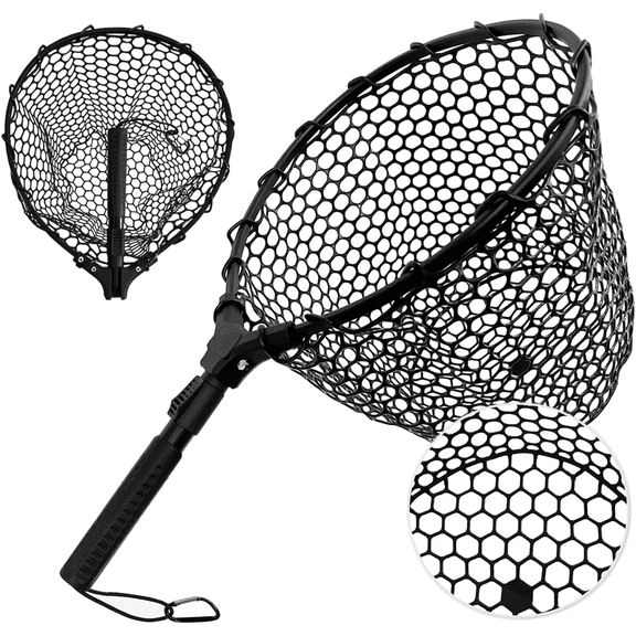 SEASPRO Fly Fishing Net, Bass Trout Landing Net, Folding Fishing Nets Fresh Water, Safe Fish Catching or Releasing Ideal for Kayak & Wading Fishing