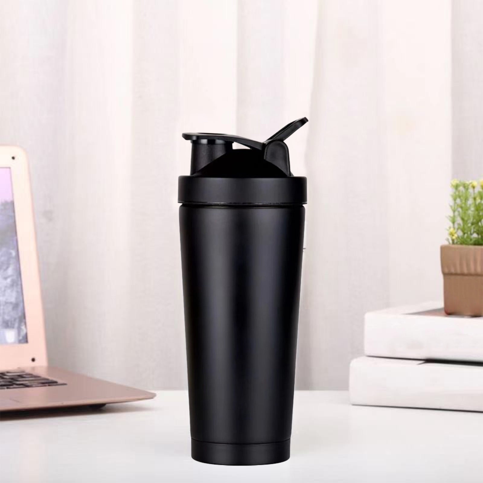 Stainless Steel Protein Shaker Bottle 500ml With Whisk Ball Leakproof Gym Water Bottle 24H Cold Insulated Workout Shaker Cup For Protein Powder Pre Workout Meal Replacement BPA Free Black White - View #12