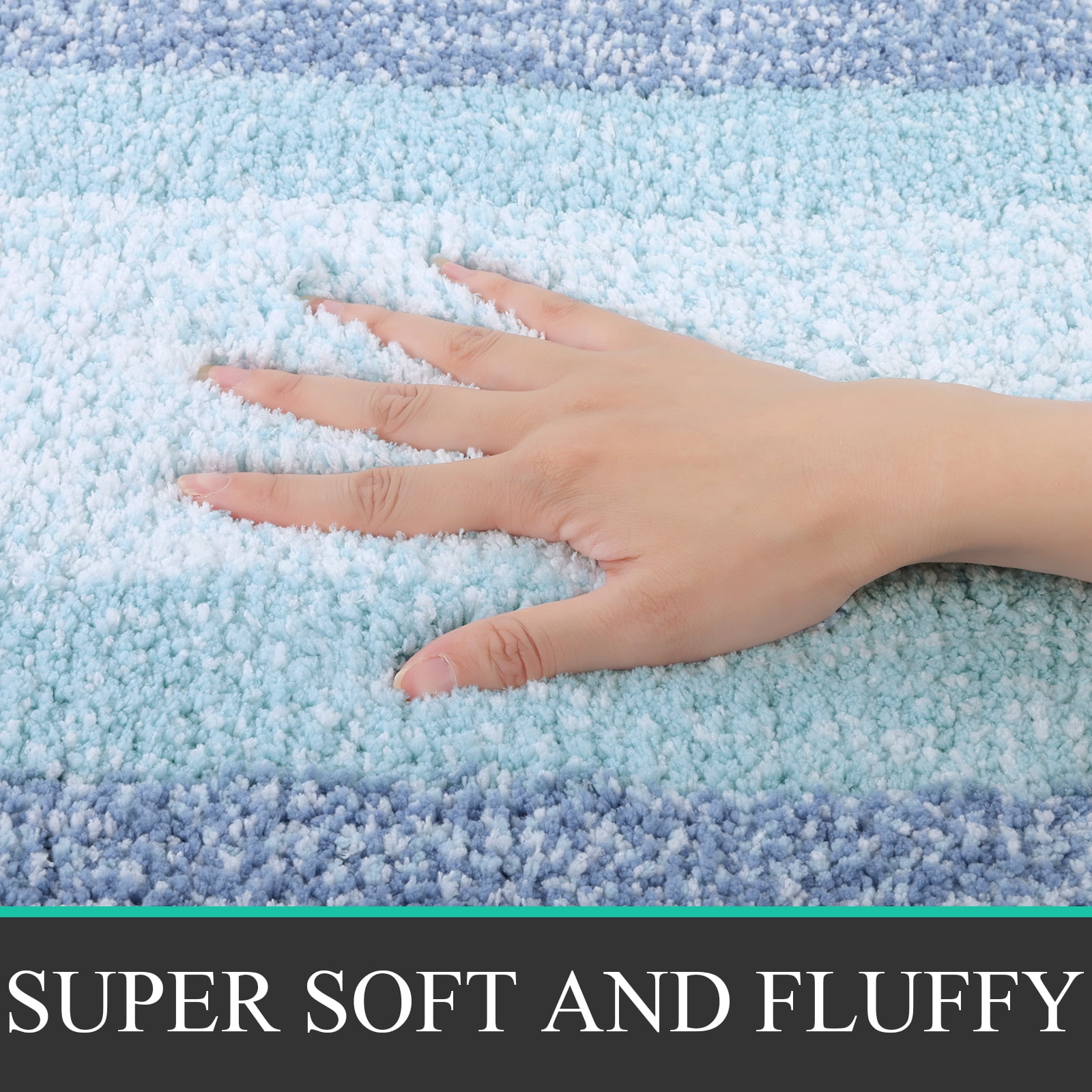 Ileading 3 Piece Bath Rug Set Microfiber Washable Non Slip Bathroom Rug and Mat Set, Light Blue
