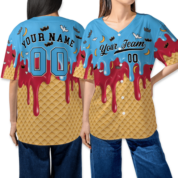 Custom Ice Cream Baseball Jersey – Personalized Name & Team Number Shirt – Unisex Summer Streetwear Jersey, Custom Team Shirt