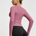 thumbnail image 4 of Dwellite Womens Cropped Workout Jackets Full Zip Up Slim Fit Lightweight Athletic Quick Dry Tops with Thumb Holes Hot Pink 3XL, 4 of 6