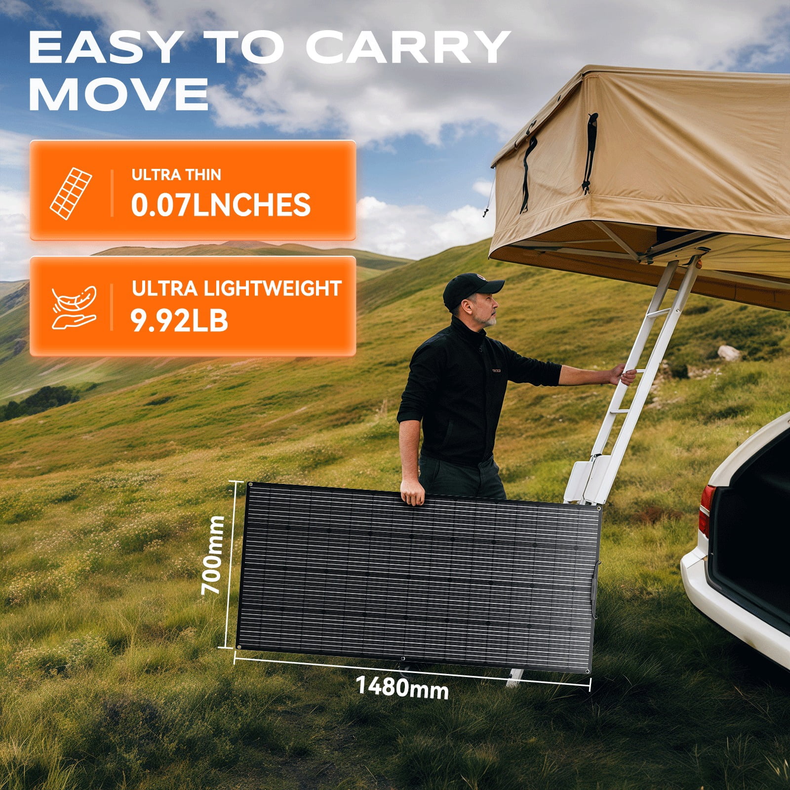 WERCHTAY 12V 200W Portable Flexible Solar Panel Mono Power RV Camping Home Boat Off-Grid