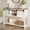 White and Rustic Oak, variant on May in Color Rattan Console Table, Boho Farmhouse Entryway Table with Storage Shelf, for Living Room, Hallway, Entryway, Grayish White